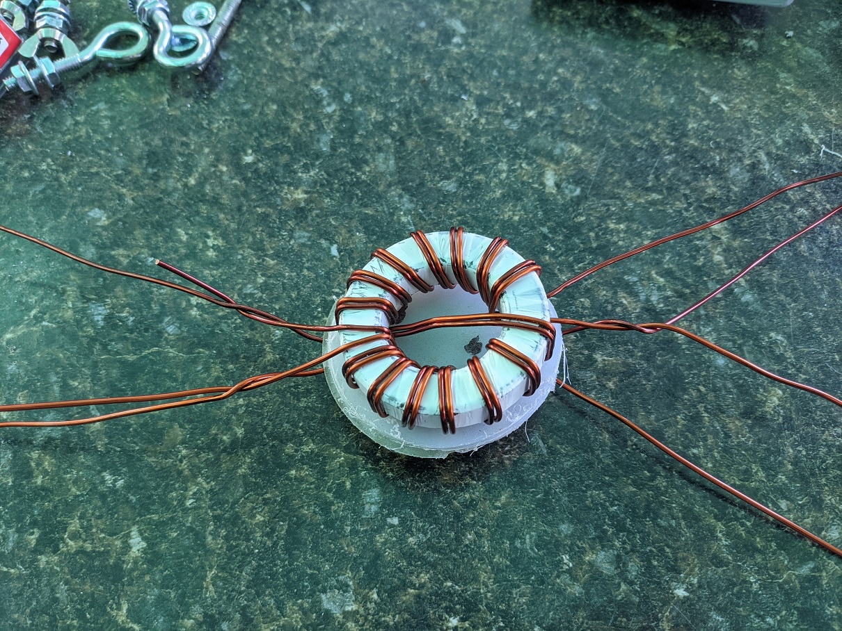 Balun wiring with ring terminals attached